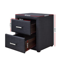 Fabric Bedside Table - Charcoal