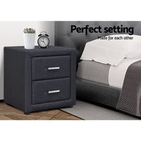 Fabric Bedside Table - Charcoal