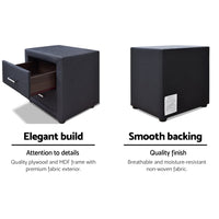 Fabric Bedside Table - Charcoal