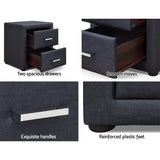 Fabric Bedside Table - Charcoal
