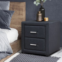 Fabric Bedside Table - Charcoal