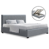 Artiss Queen Size Fabric and Wood Bed Frame Headborad - Grey