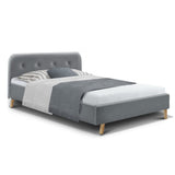 Artiss King Single Size Bed Frame Base Mattress  Fabric Wooden Grey POLA