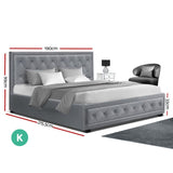 Queen - Luxury Gas Lift Bed Frame Grey Fabric