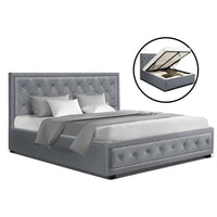 Artiss TIYO Queen Size Gas Lift Bed Frame Base With Storage Mattress Grey Fabric