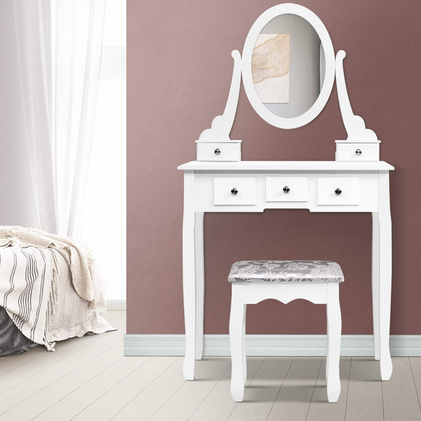 Provincial Dressing Table With Stool, Mirror and Storage