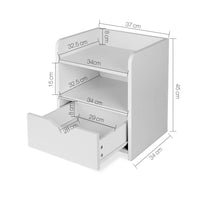 Bedside Table Air Gap Handle and 1 Drawer - White