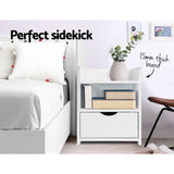 Bedside Table Air Gap Handle and 1 Drawer - White