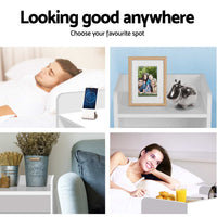 Bedside Table Air Gap Handle and 1 Drawer - White