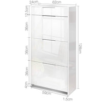 24 Pair Wooden Shoe Cabinet - High Gloss White