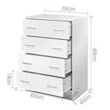 Tallboy 4 Drawers Storage Cabinet - White