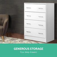 Tallboy 4 Drawers Storage Cabinet - White