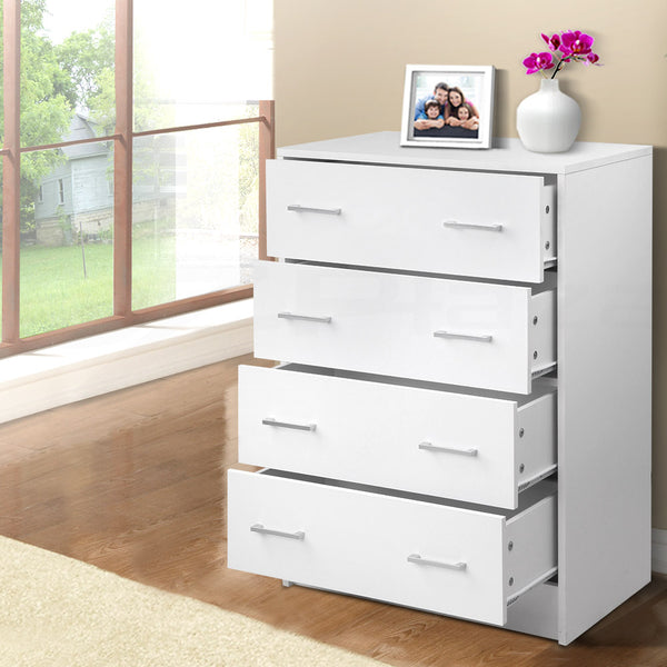 Tallboy 4 Drawers Storage Cabinet - White