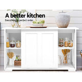 Lowline Buffet Cabinet With Sliding Doors - White