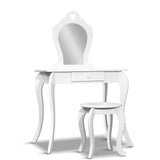 Keezi Kids Vanity Dressing Table Stool Set Mirror Drawer Children Makeup White