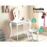 Kids Vanity Dressing Table Set With Stool And Mirror And Drawer - White