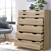 Tallboy With 6 Drawers Air Gap Handles - Natural or White