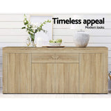 Buffet Sideboard  Storage Cabinet 4 Doors 180cm Wide - Wood Grain