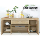 Buffet Sideboard  Storage Cabinet 4 Doors 180cm Wide - Wood Grain