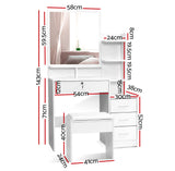 Dressing Table With Mirror, Stool, and Drawers 84cm