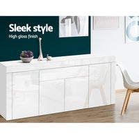 Sideboard Hall Table With 4 Doors & Drawer - High Gloss White