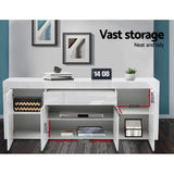 Sideboard Hall Table With 4 Doors & Drawer - High Gloss White