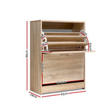 Shoe Storage Cabinet Up To 24 Pairs - Wood Grain