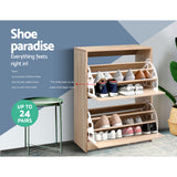 Shoe Storage Cabinet Up To 24 Pairs - Wood Grain