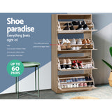 Shoe Storage Cabinet Up To 60 Pairs - Wood Grain