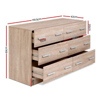 Chest of 6 Drawers Lowboy - Natural or White