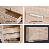 Chest of 6 Drawers Lowboy - Natural or White