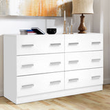 Chest of 6 Drawers Lowboy - Natural or White