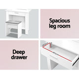 Dressing Table With Mirror, Stool, and Hidden Jewellery Storage - White