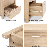 Bedside Table With 2 Drawers - Oak