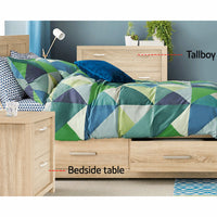 Bedside Table With 2 Drawers - Oak