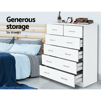 Tallboy 6 Chest of Drawers - White or Walnut