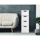 Panelled Façade 4 Drawers Storage - White