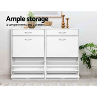 Shoe Storage Cabinet Up To 36 Pairs - White