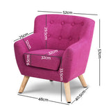 Kids Lorraine French Chair Fabric - Pink / Grey / Black