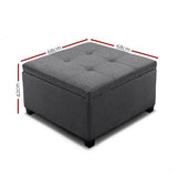 Square Storage Ottoman Blanket Box - Linen Grey