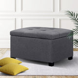 Square Storage Ottoman Blanket Box - Linen Grey