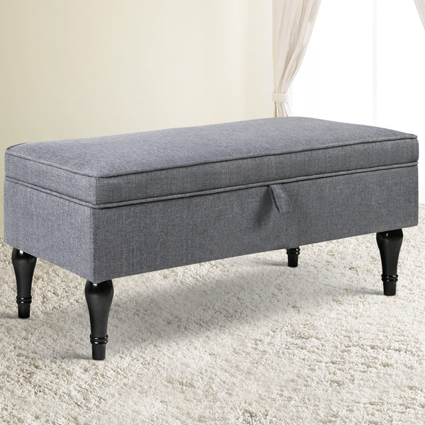 Fabric Storage Ottoman - Grey or Beige