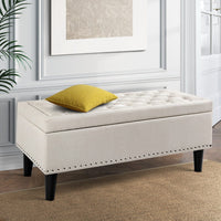 Fabric Storage Ottoman - Taupe or Light Grey