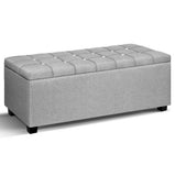 Artiss Blanket Box Storage Ottoman Fabric Foot Stool Grey