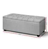 Tufted Buttoned Blanket Box Storage Ottoman Fabric Grey