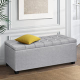 Tufted Buttoned Blanket Box Storage Ottoman Fabric Grey