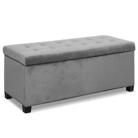 Artiss Storage Ottoman Blanket Box Velvet Foot Stool Rest Chest Couch Toy Grey