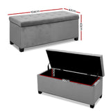 Velvet Storage Ottoman Light Grey