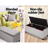 Velvet Storage Ottoman Light Grey