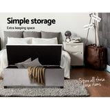 Velvet Storage Ottoman Light Grey